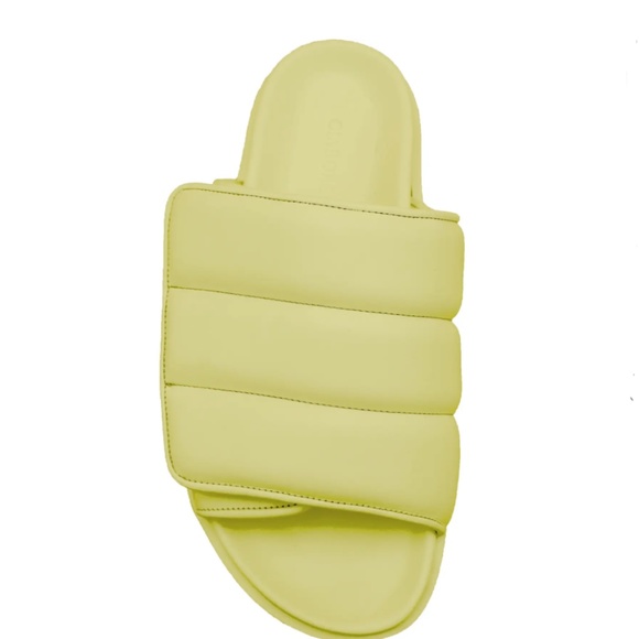 NIB $440 GIA BORGHINI Quilted Leather Slide Sandal in Butter Yellow -9.5 US! - Picture 4 of 7